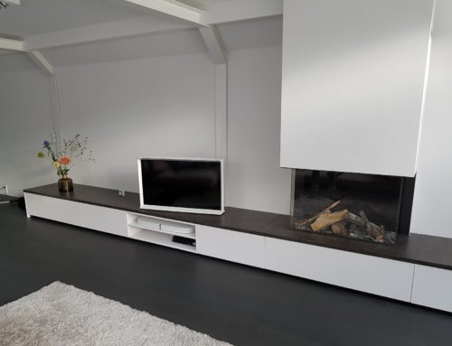 Meubel met inbouwhaard en keramisch blad